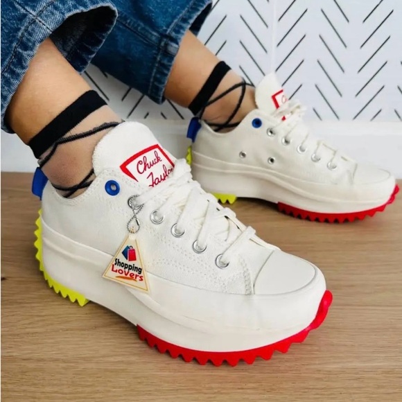 Converse Shoes - Converse Chuck Taylor White and Red Platform Sneakers